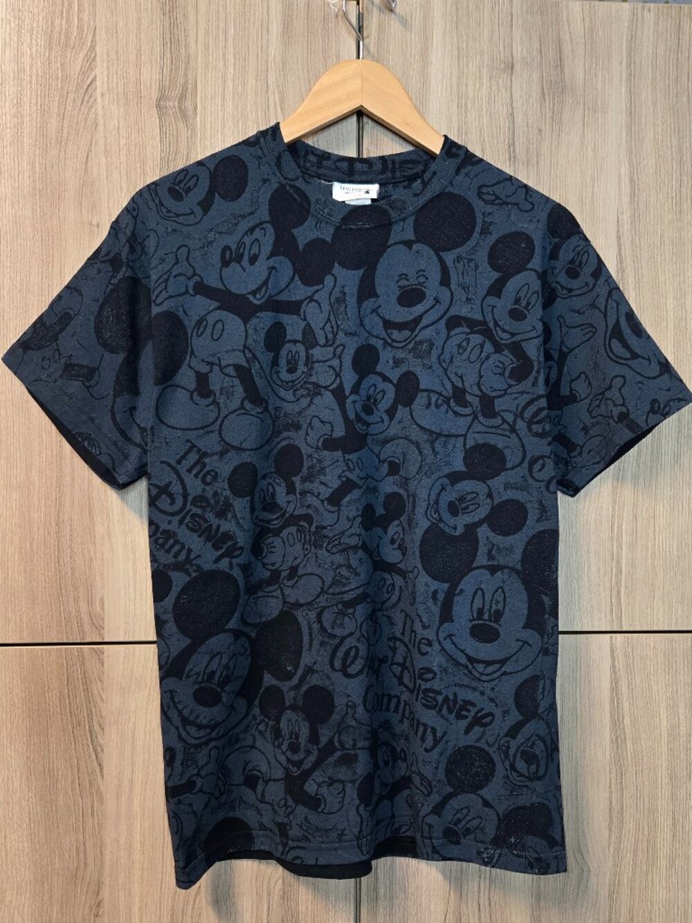 Disney Cast Collection Mickey Allover Shirt Mens Blue Crew Neck Comfy Stretch M